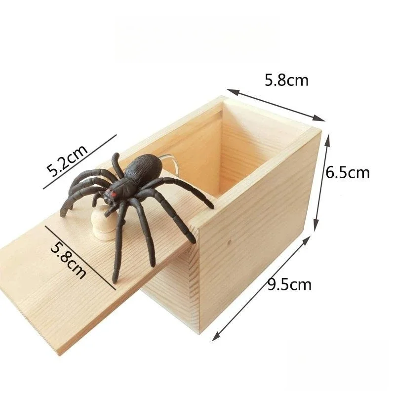 Prank Scare Box Trick Spider Funny Wooden Hide Box Quality Prank Fun game Prank Friends toy holiday gift