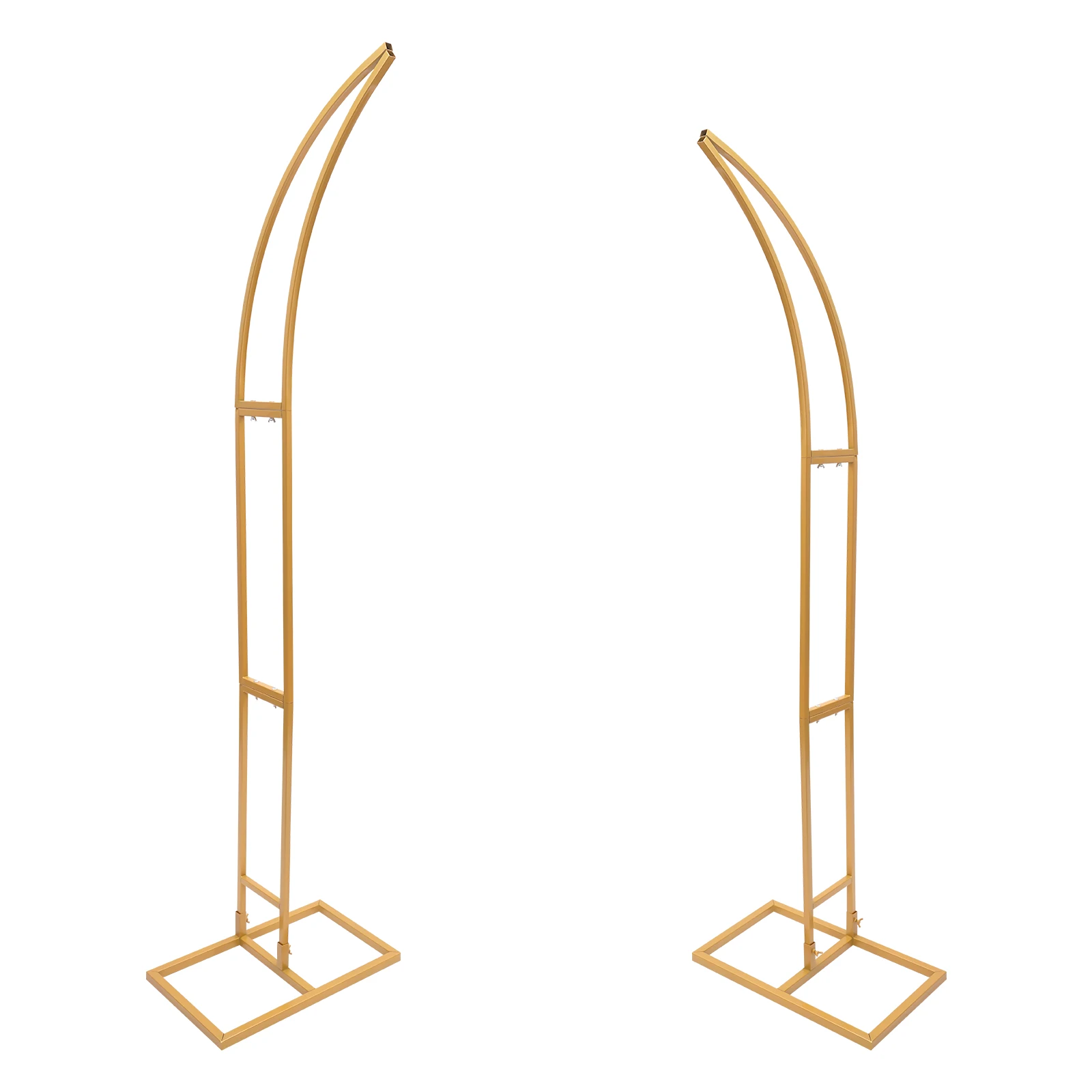 2 Stück Hochzeitsbogen-Hintergrundständer, 2,1 m & 1,9 m Höhe, Hochzeitsbogen-Halterung, Metall-Hochzeitsblumenbogen-Ständer (Gold) – Detail 2