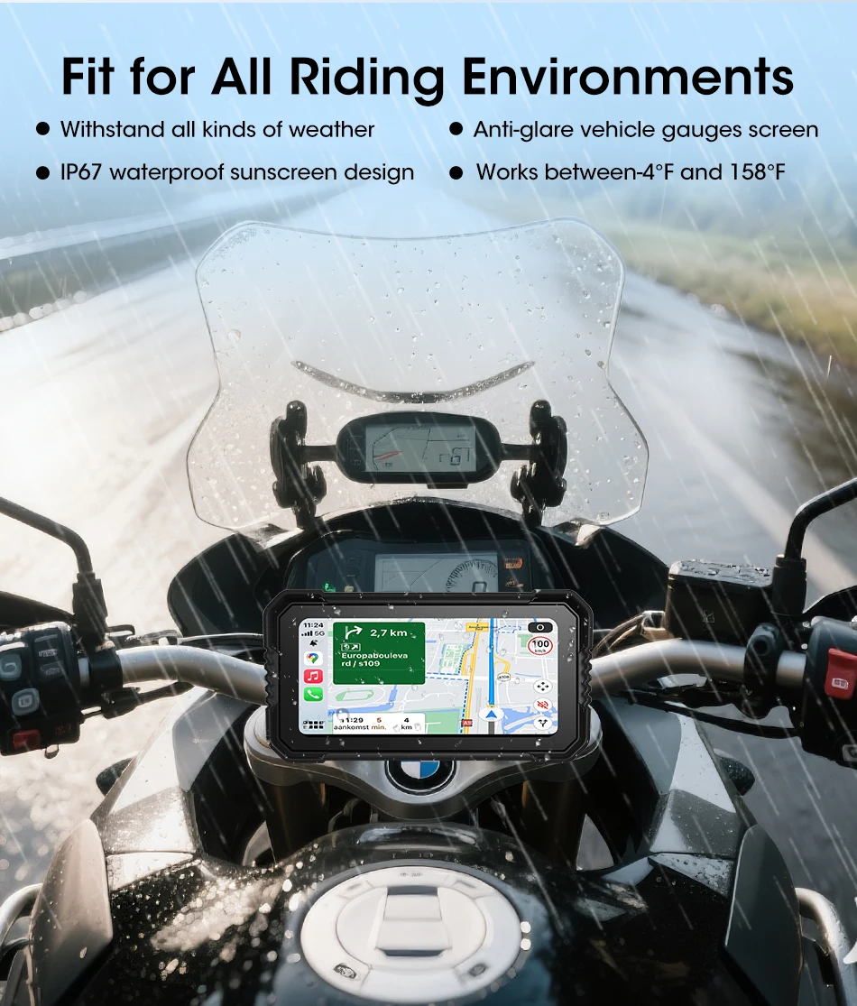 Srnubi 6,25 Zoll für BMW R1200GS R1250GS S1000XR Wireless CarPlay Android Auto Tragbares Motorrad-Armaturenbrett-Navigations-TPMS-Display – Detail 10