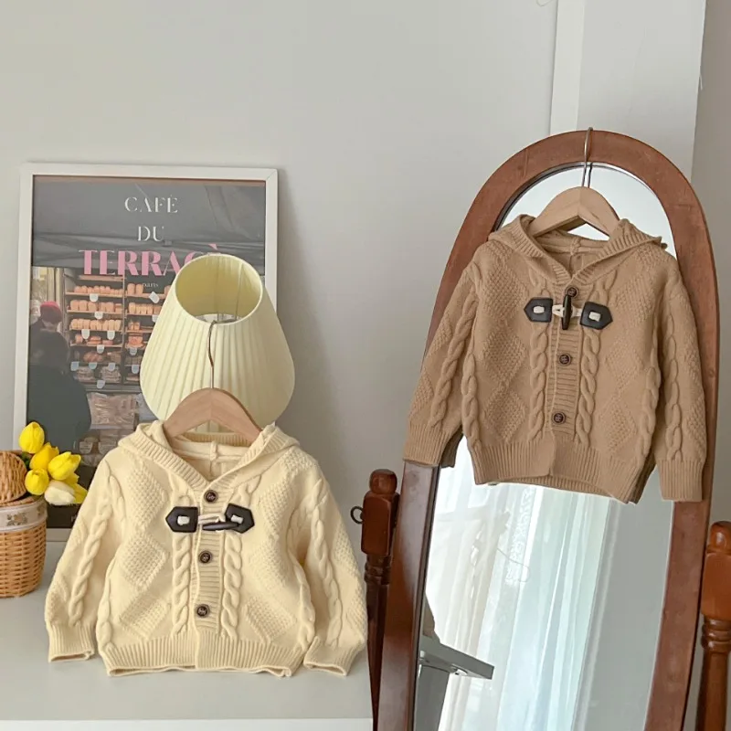 

Autumn Baby Sweater Boys Girl Sweaters Cardigans Cable-knit Long Sleeves Hoodies Knitwear Jackets Kid Knit Clothes Tops GY10031