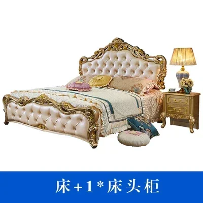 Large Princess Master Bedroom Set Double Villa High Luxury Human Bedroom Set Wooden Sleeping Letti