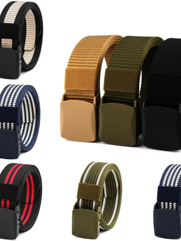 

1Pc Men's Belts Nylon Canvas Army Outdoor Hunting Training Multi Function Combat Survival Non-Metallic Security Check For Male