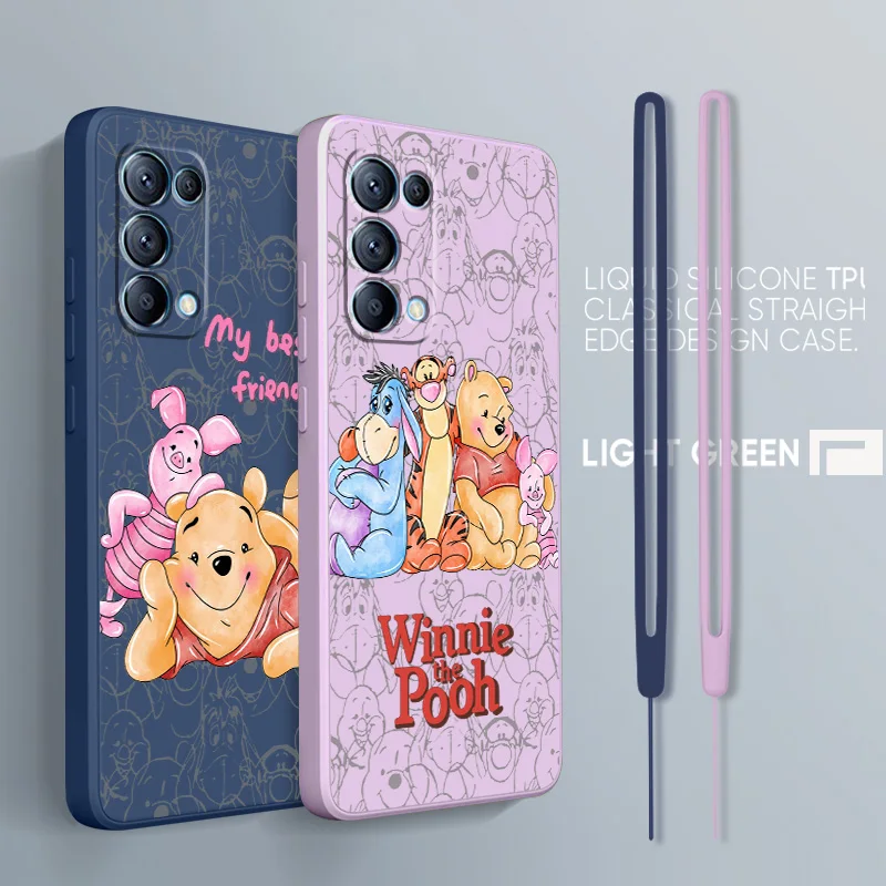 Disney Winnie Pooh Piglet For Oppo Find F21 X6 X5 Pro X3 Pro X2 Neo 7Z 6 5 4Z 2Z  Se Lite Pro 4G 5G Liquid Rope Phone Case