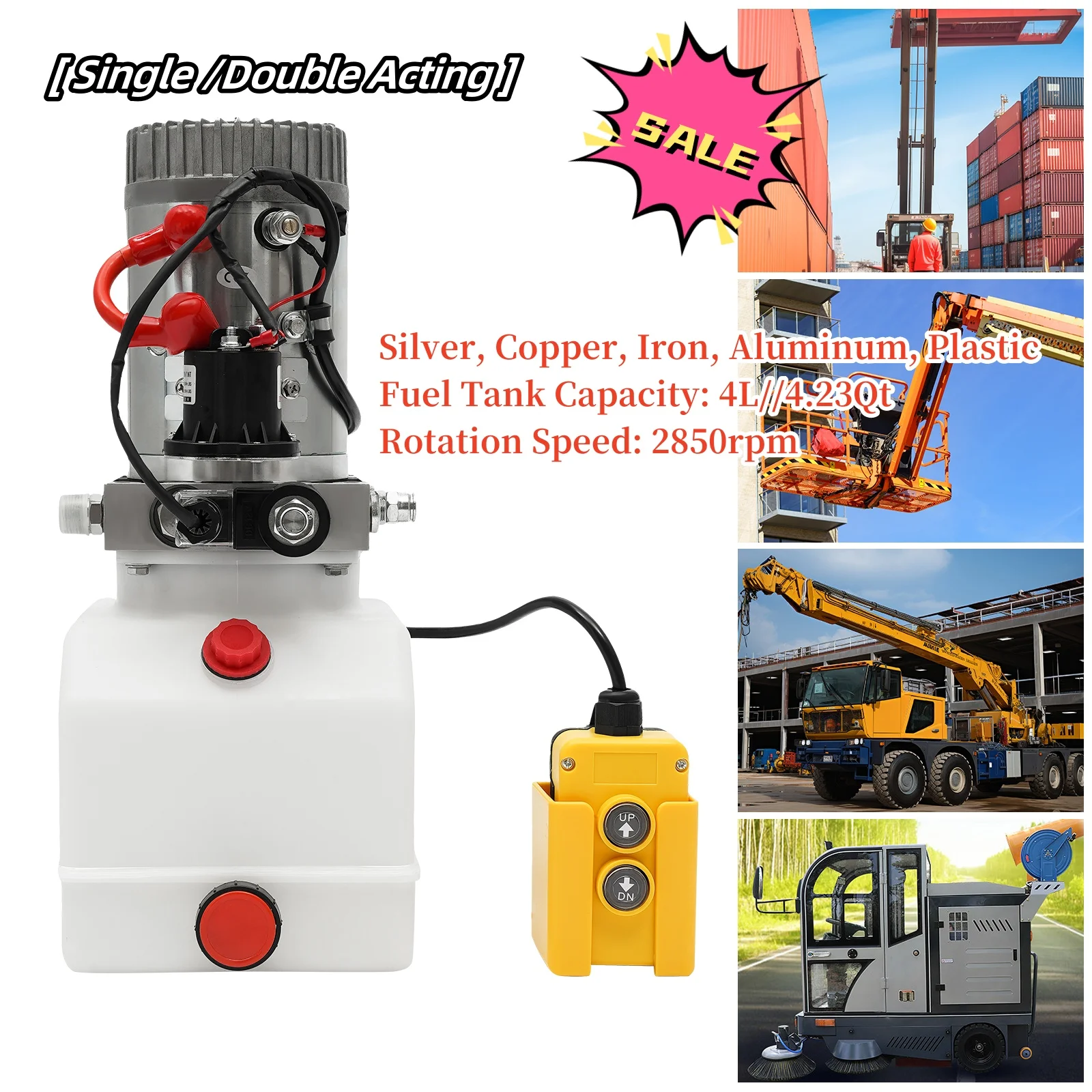 Electric Hydraulic Pump Hydraulic Power Unit Pack Single /Double Acting Oil Pump 12V  for Dump Trailer