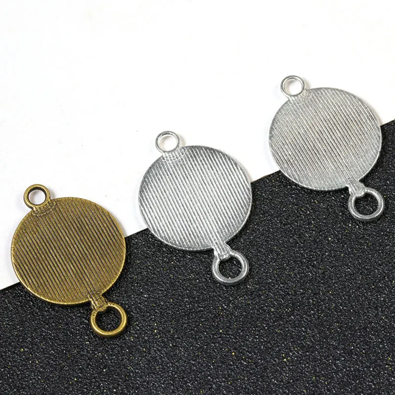 90PCS 20mm Round Connectors Cabochon Base Blank Trays For Jewelry Making DIY Handmade Bracelets Supplies Accessories Wholesale