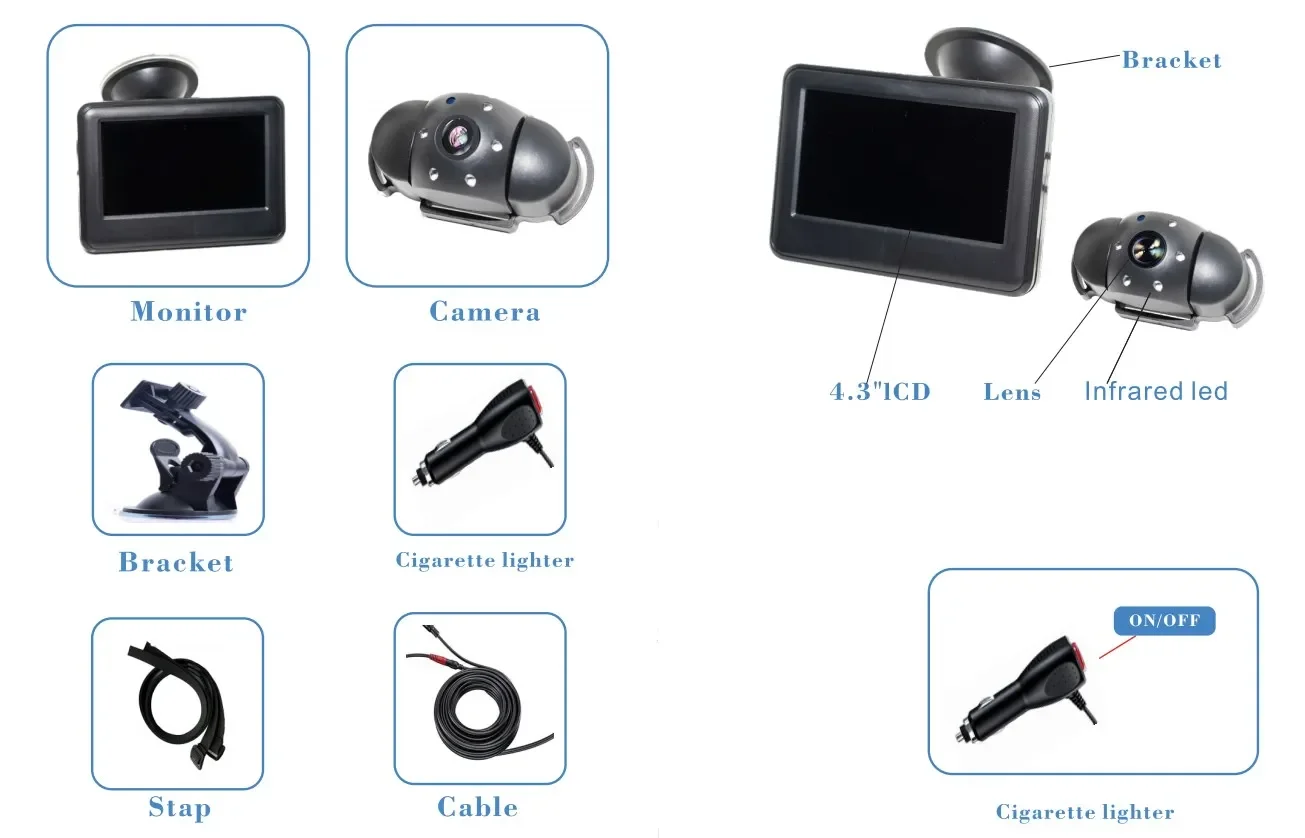 inches Wired Baby Car Camera High Definition Video Sleep