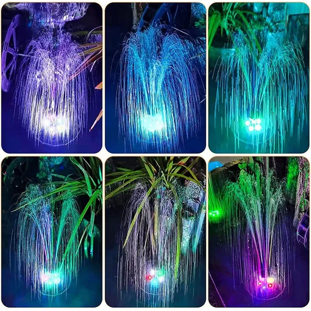 Colorful LED Solar Water Fountain Pool Pond Waterfall Garden Decoration Outdoor Bird Bath Solar Powered Fountain Floating 6
