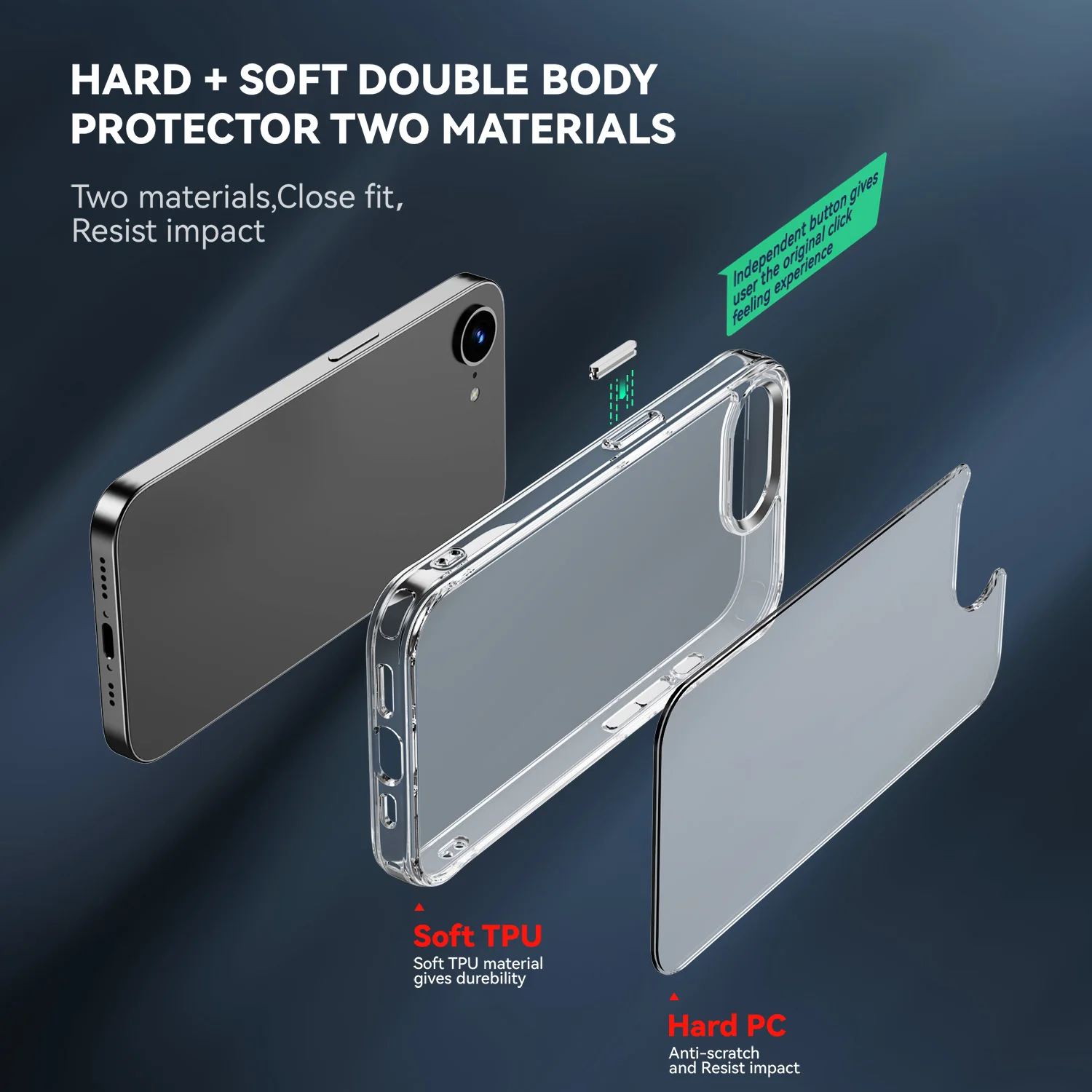 Shockproof Clear Phone Case - Transparent Acrylic Hard Cover