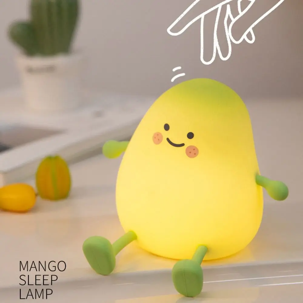 

Touch Sensor Mango Night Light Eye Protection USB Charging Silicone Fruit Lamp Soft Light Timeable Pating Night Light