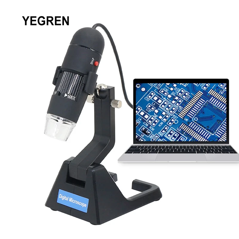 

25X-600X USB Digital Microscope Zoom Endoscope with 8 LED Light Illuminated Universal Stand 2.0MP USB Video Microscope Camera