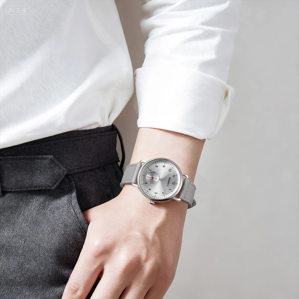 BERNY Goldene Herrenuhren, schlanker, modernistischer Stil, klassisch, elegant, Quarz-Armbanduhr, schlicht, lässig, leicht ablesbare Herrenuhr – Detail 12