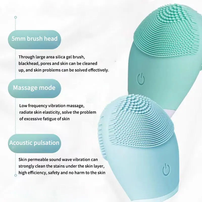 Electric Silicone Facial Cleanser Massager Skincare Massage Tool Beauty Machine Vibration Cleaning Of Pores Self Provided Batter 3