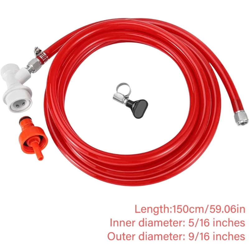 Homebrew Gas Line Assembly 1.5M Gas Hose With Lock Co2 Tube For Sodas Water Carbonated Beer Brewing
