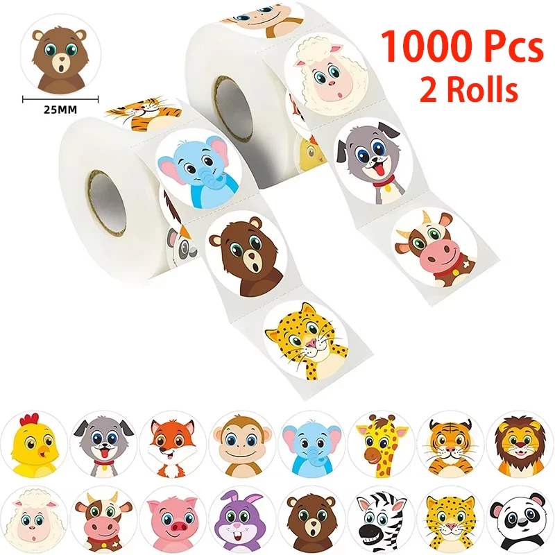 Cartoon Animal Stickers for Kids – Cute Nature-Inspired Reward Stickers for Teachers and School Supplies