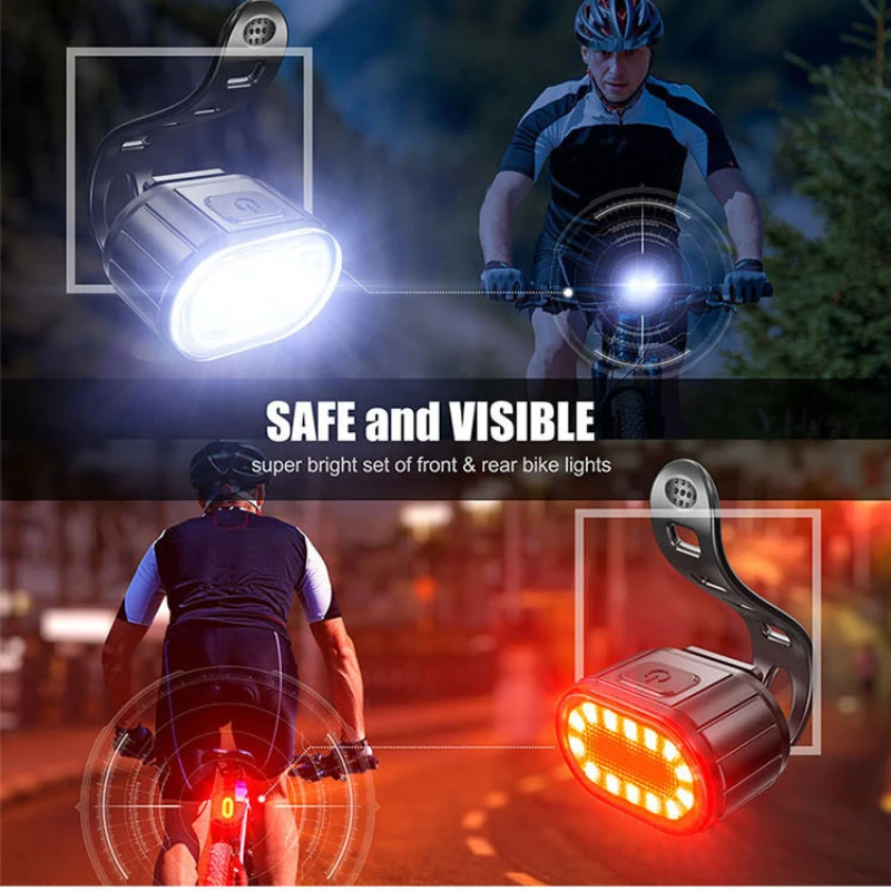 Cycling Bicycle Front Rear Light Set Bike USB Charge Headlight Light MTB Waterproof Taillight LED Lantern Bicycle Accessories images - 6