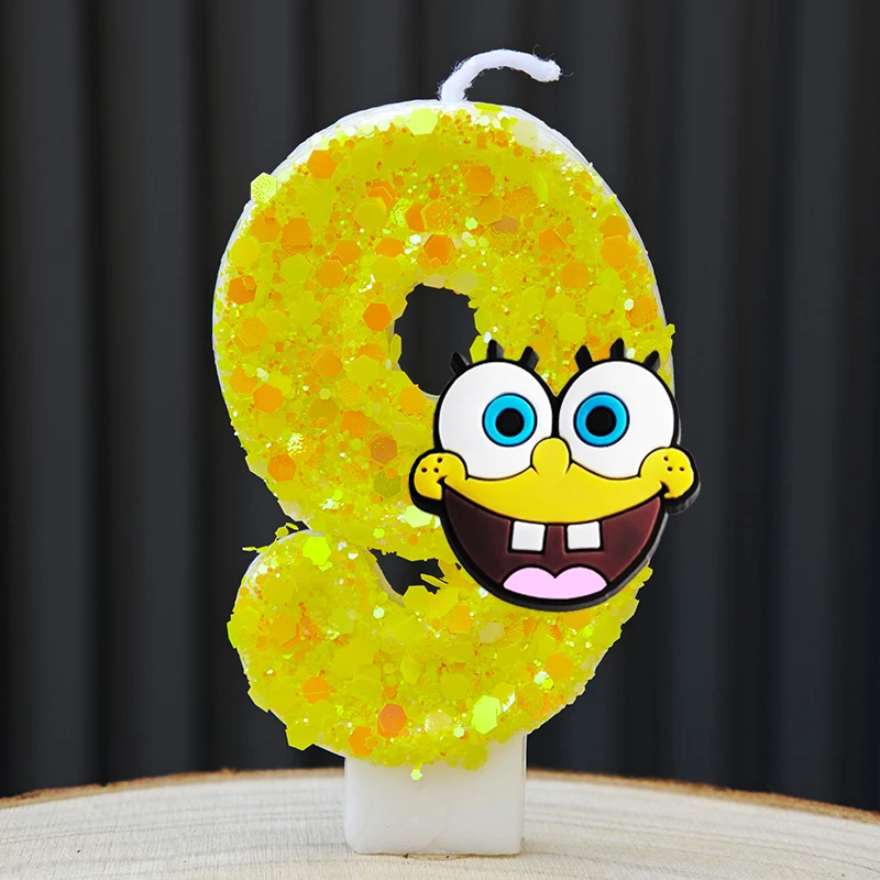 Spongebob Kerze Nummer 0-9 Fußball-Kerze Kuchendekoration Geburtstagsparty für Kinder Babyparty Deko Geschenk – Detail 10