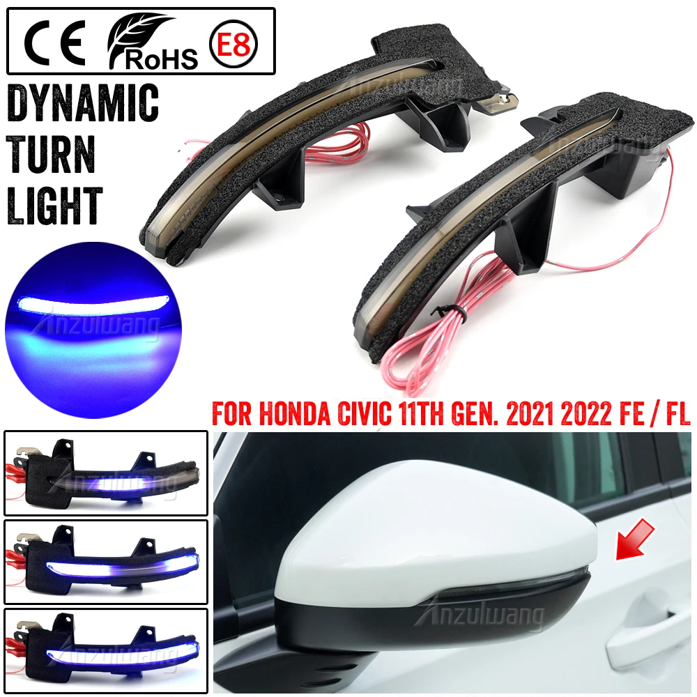 

For Civic 11th 2021 2022 FE / FL LED Dynamic Side Mirror Turn Signal Light Indicator Sequential Lamps