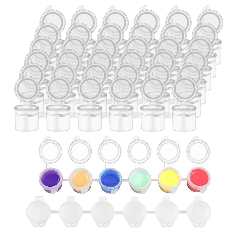 8 Strips/48 Pots 3Ml Empty Paint Strips Paint Cup Pots Plastic For Classrooms Schools Painting Arts Crafts Supplies paint tray,paint pots