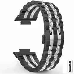 Stainless Steel Metal Strap Band Bracelet Replacement - Huawei Fit 4 (Black Silver Tool)
