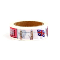 2023 NEW 1PC 10M Decorative Vintage London Pattern Paper Washi Tape for Planner Adhesive Masking Tape Cute Stationery 1