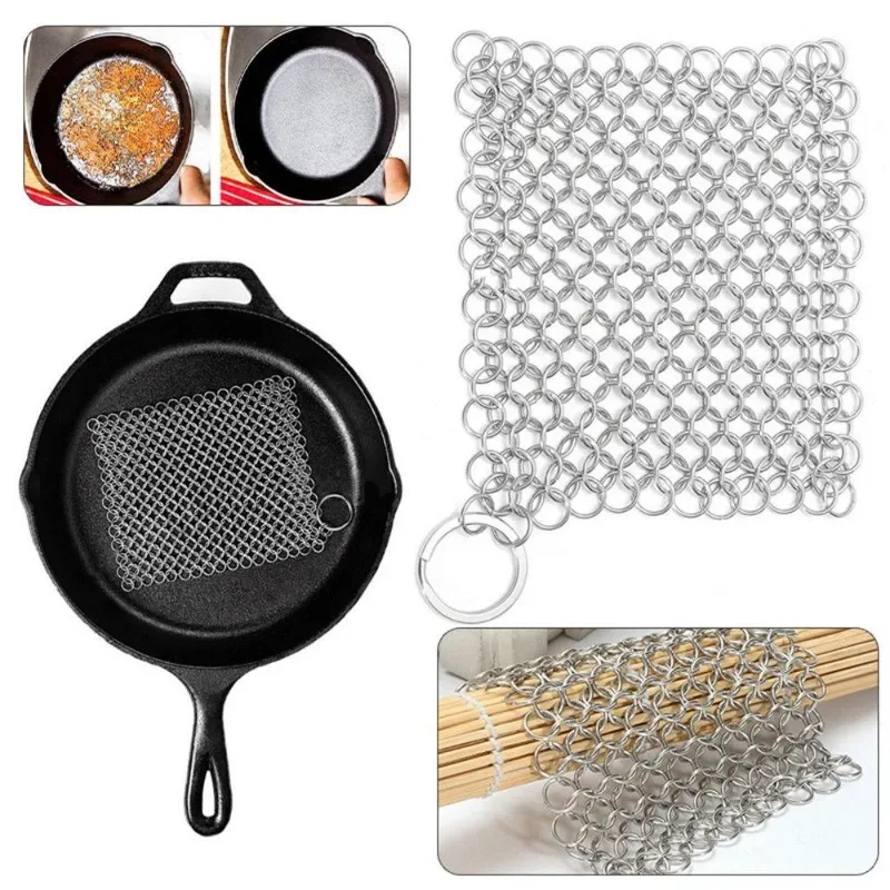 Stainless Steel Cleaner Chain Mail Scrubber Home Cookware Cleaning Tool Cast  Iron Clean Chain Pot Strainer Kitchen Gadgets - AliExpress