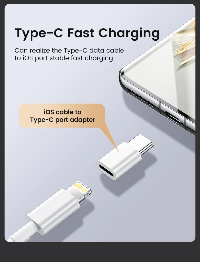NNBILI USB Type C To Lightning Adapter For Converter for Huawei Fast Charging Adaptor