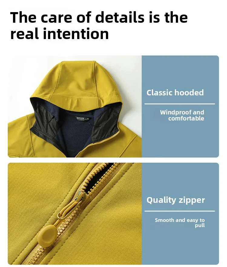 EiAO Men Women Outdoor Softshell Jacket Waterproof Windproof Fleece Lined Hooded Tactical Coat for Hiking Camping Mountaineering