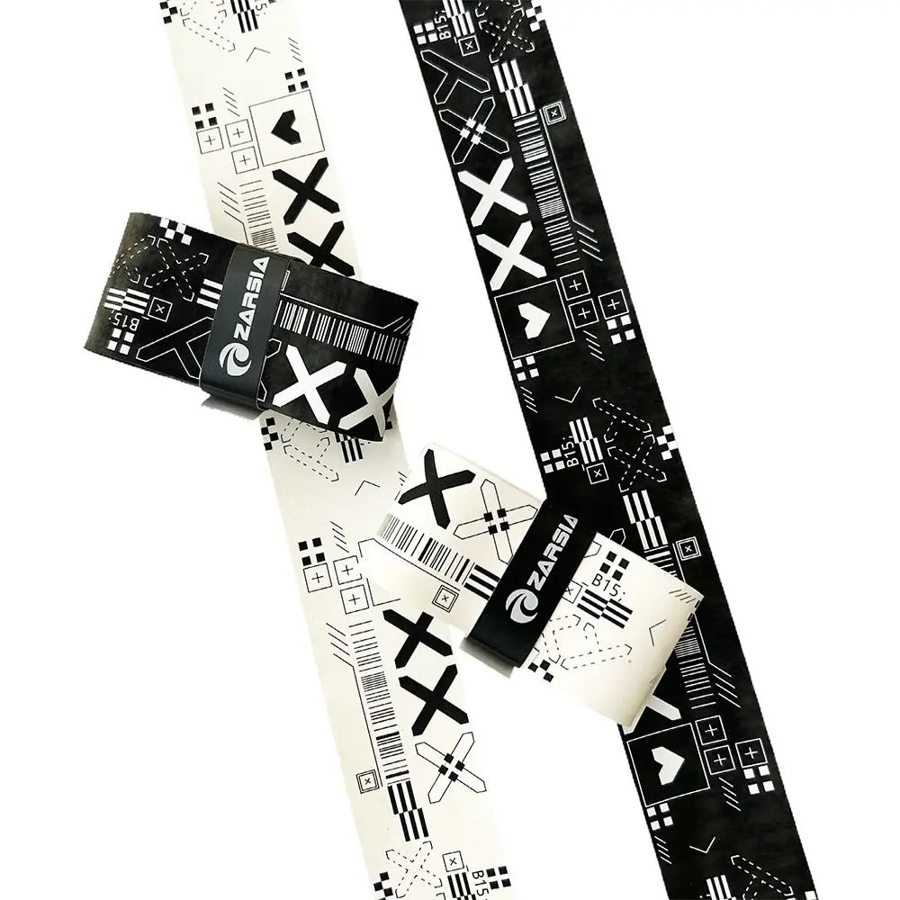 Durable Black White Badminton Racket Overgrips Printing Matte Tennis Racquet Sweatband Shock Absorption Self-adhesive Over Grips