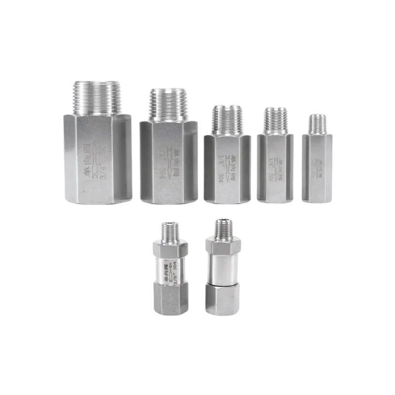 วาล์วกันกลับแบบตัวผู้ต่อตัวเมีย SS304 ขนาด 1/8" 1/4" 3/8" 1/2" 3/4" 1" เกลียว BSPP สแตนเลส สำหรับน้ำมันเชื้อเพลิง 1