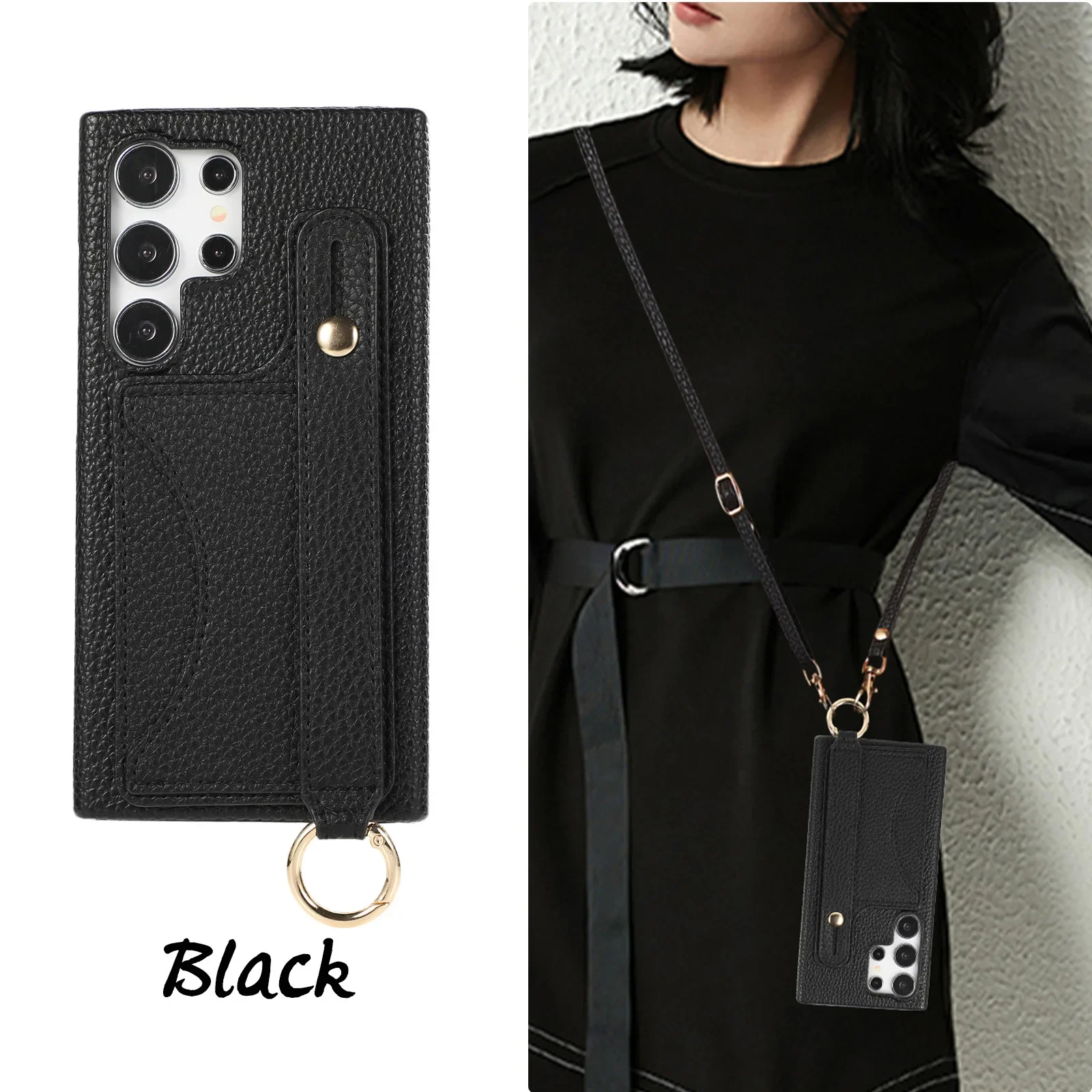 Wrist Strap Crossbody Phone Case with Card Holder