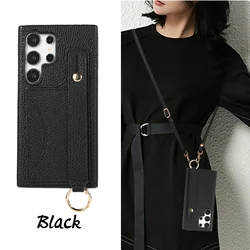 Wrist Strap Crossbody Phone Case with Card Holder - Galaxy A24 (4G 5G) (Black)