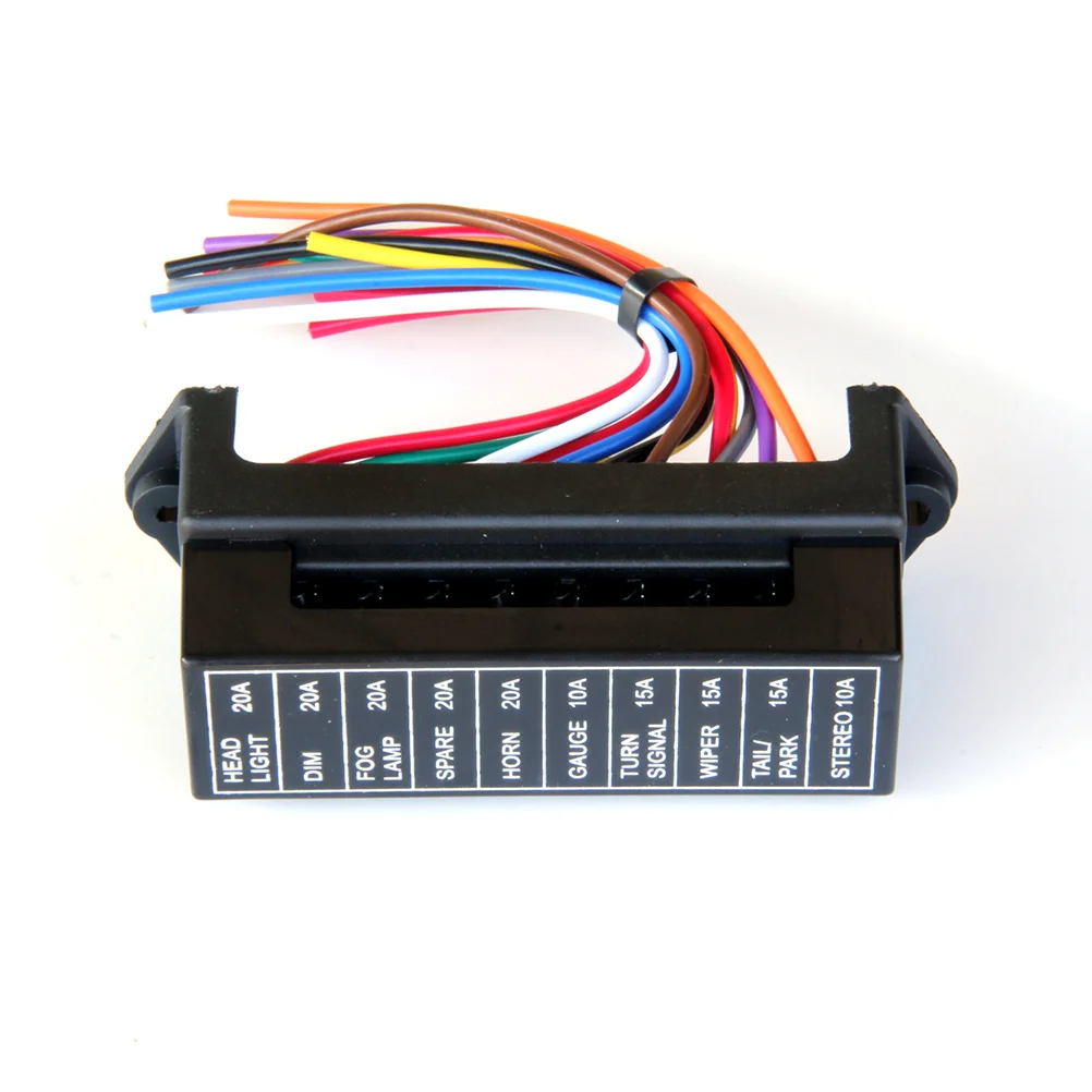 

10-Way 2-Input Fuse Holder Standard Circuit Fuse Board with 15cm Wire For Car Boat Marine Trike Truck (Fuse Not Included)