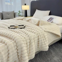 Soft Fluffy Wide Striped Blankets for Beds Air Conditioner Plush Throw Blanket Winter Bed Linen Sofa Cover Bedspread Blankets 3