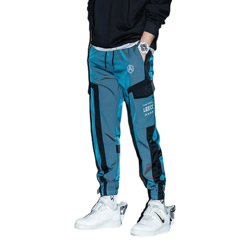 Cargo Pants Hip Hop Streetwear Joggers Pants Men Student Casual Cargo Pant Trousers High Street Elastic Waist Loose Laser Harem Pant Boys Military Cargo Pants Men Casual Pants