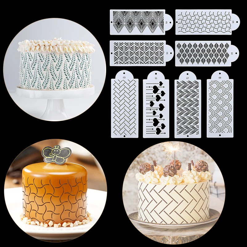

1pc Plastic Lace Cake Spray Molds Tree Vine Flower Leaves Fondant Stencil Mold Border DIY Stencils Hollow Cake Decor Baking Tool
