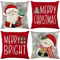 A set of 4 Christmas pillow covers - Santa Claus and Snowman Hello Winter design, machine washable, 18x18 inch zipper closure 2