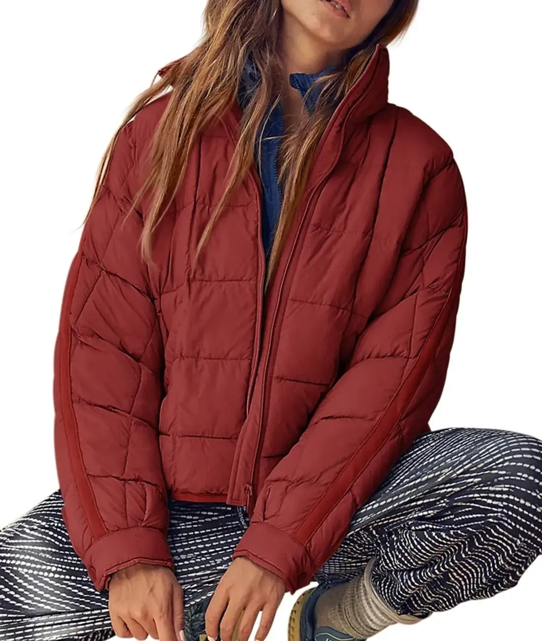 

2023 Autumn Winter Stand Collar Quilted Jacket Loose Casual Women Short Padded Solid Color Coats Vintage High Warm Coats
