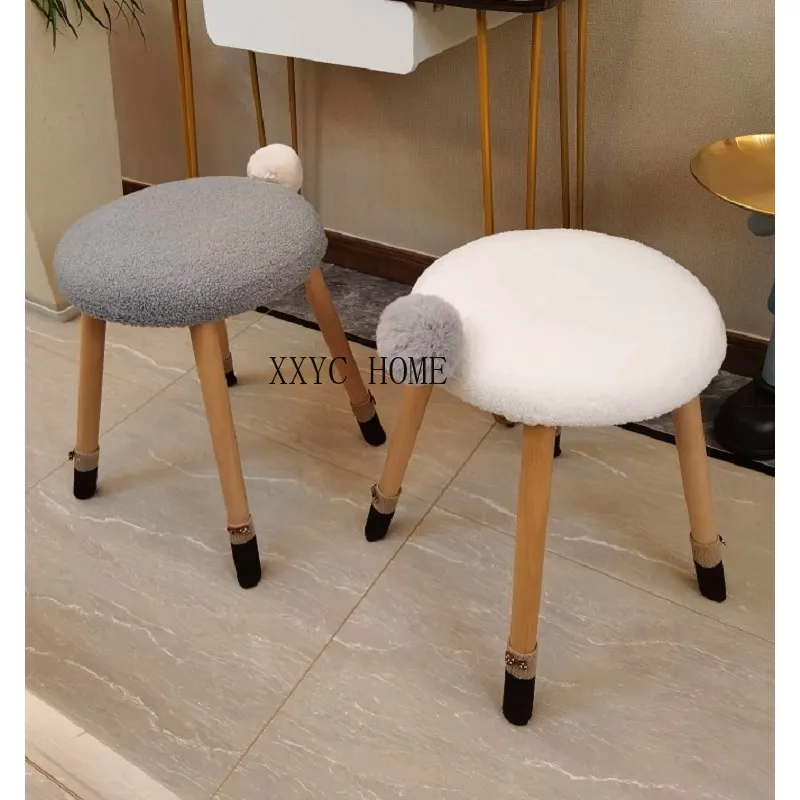 

Creative Stool Dressing Stool Nordic Trending Girl Teddy Plush Stool Light Luxury Home Chair