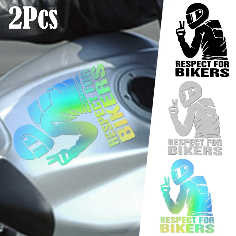 

2Pcs Car Motorcycle RESPECT FOR BIKERS Stickers Auto Styling Decoration Removable 3D Reflective Stickers Decals Accessories