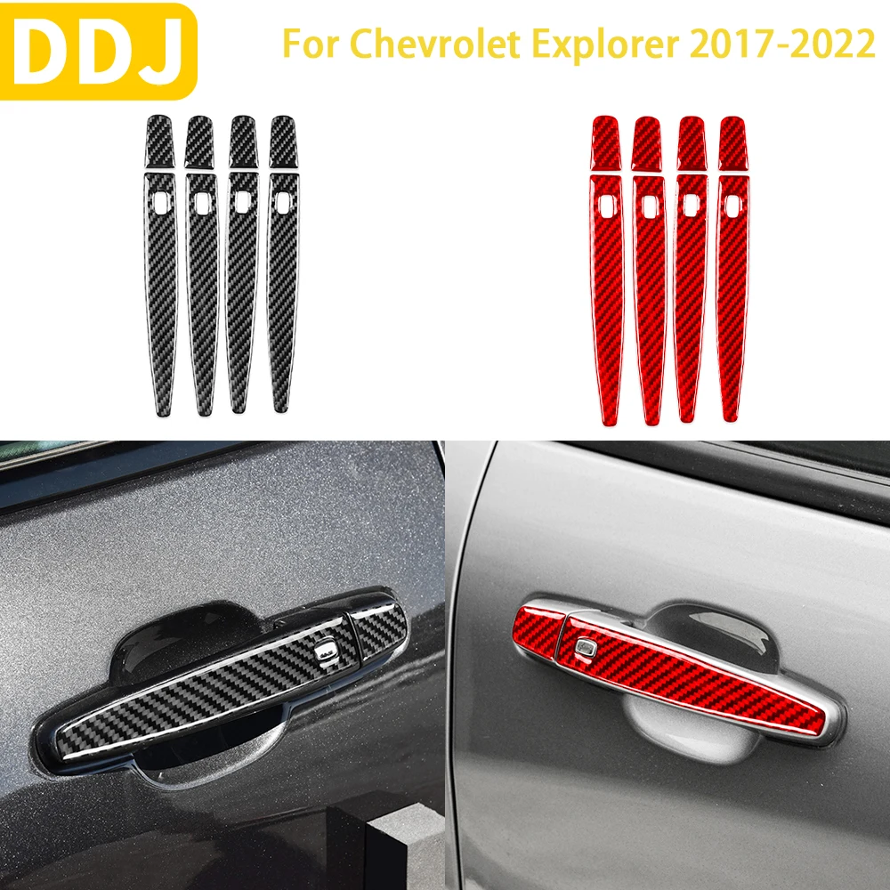 

For Chevrolet Explorer 2017 2018 2019 2020 2021 2022 Accessories Carbon Fiber Car External Door Handle Trim Sticker Styling