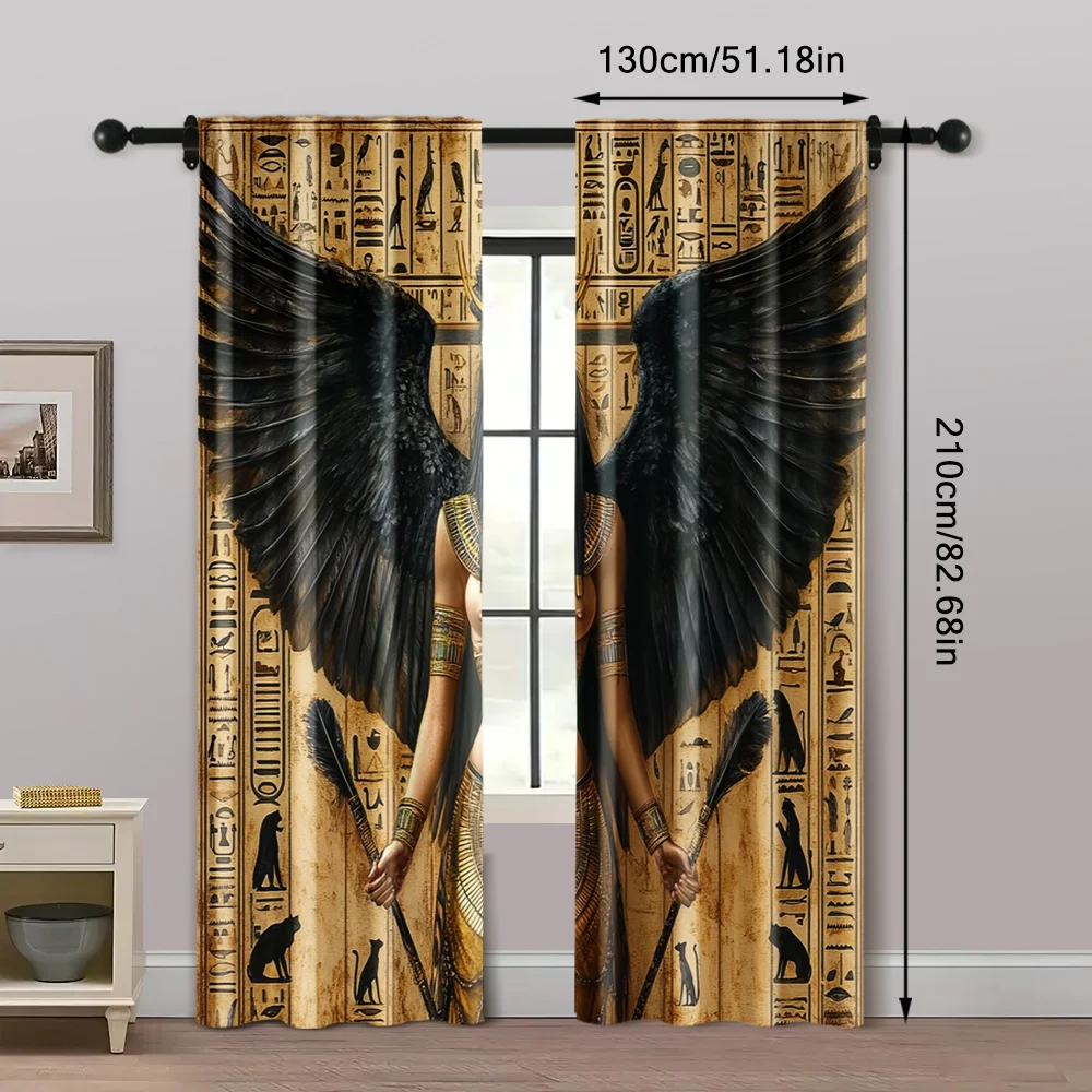 2pcs, Curtains&Window Treatment 2D print with the goddess Isis_ pharaohs and hieroglyphics Polyester (without rod) Festive Use 5