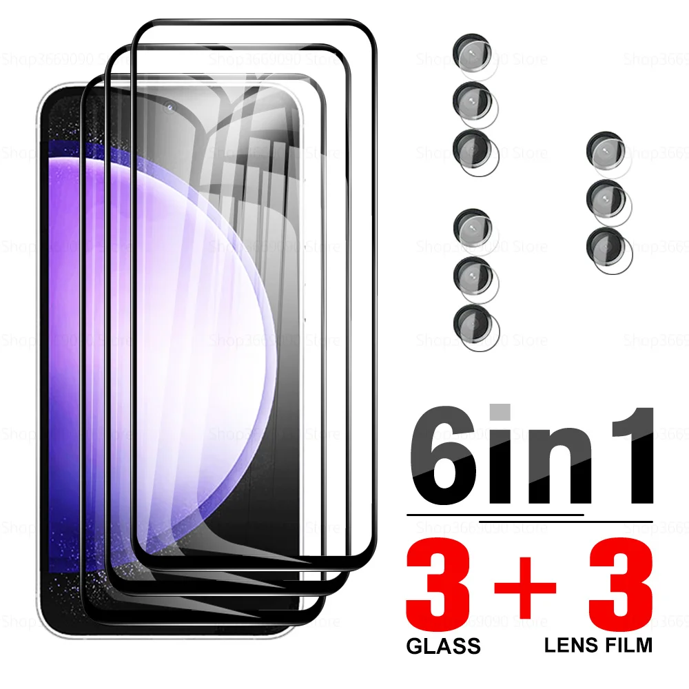 6in1 Full Cover Protective Glass Tempered Glass Film Camera Protector Samsung Galaxy S23 FE S21 FE S23FE 5G screen protector,tempered glass