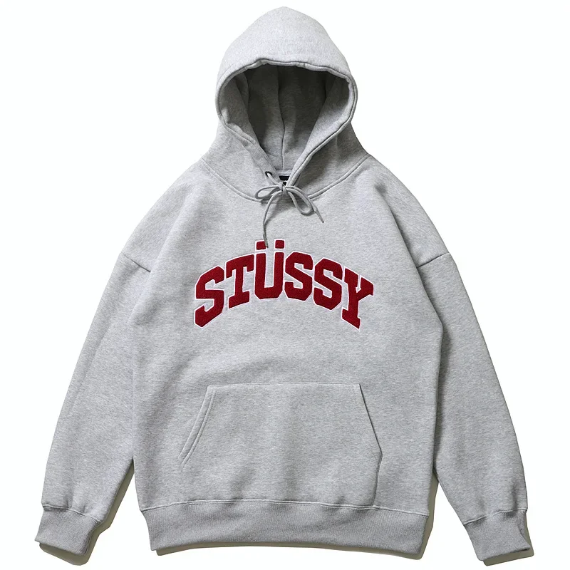 Europe and The United States Men's Hip-hop American Tide Letters Towel Embroidery Padded Hooded Sweatshirt Hoodie