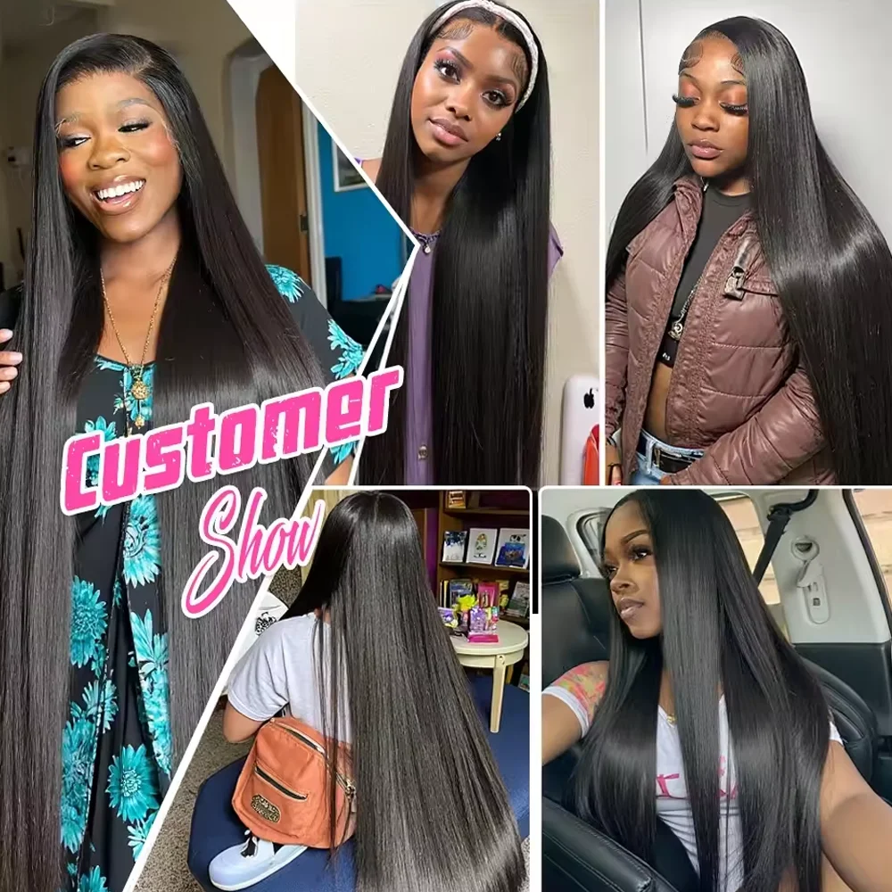250 Density 13x4 13x6 Lace Frontal Transparent Lace 18 42 Inch Long Straight 5x5 Glueless Human Hair Pre plucked Wigs For Women 6