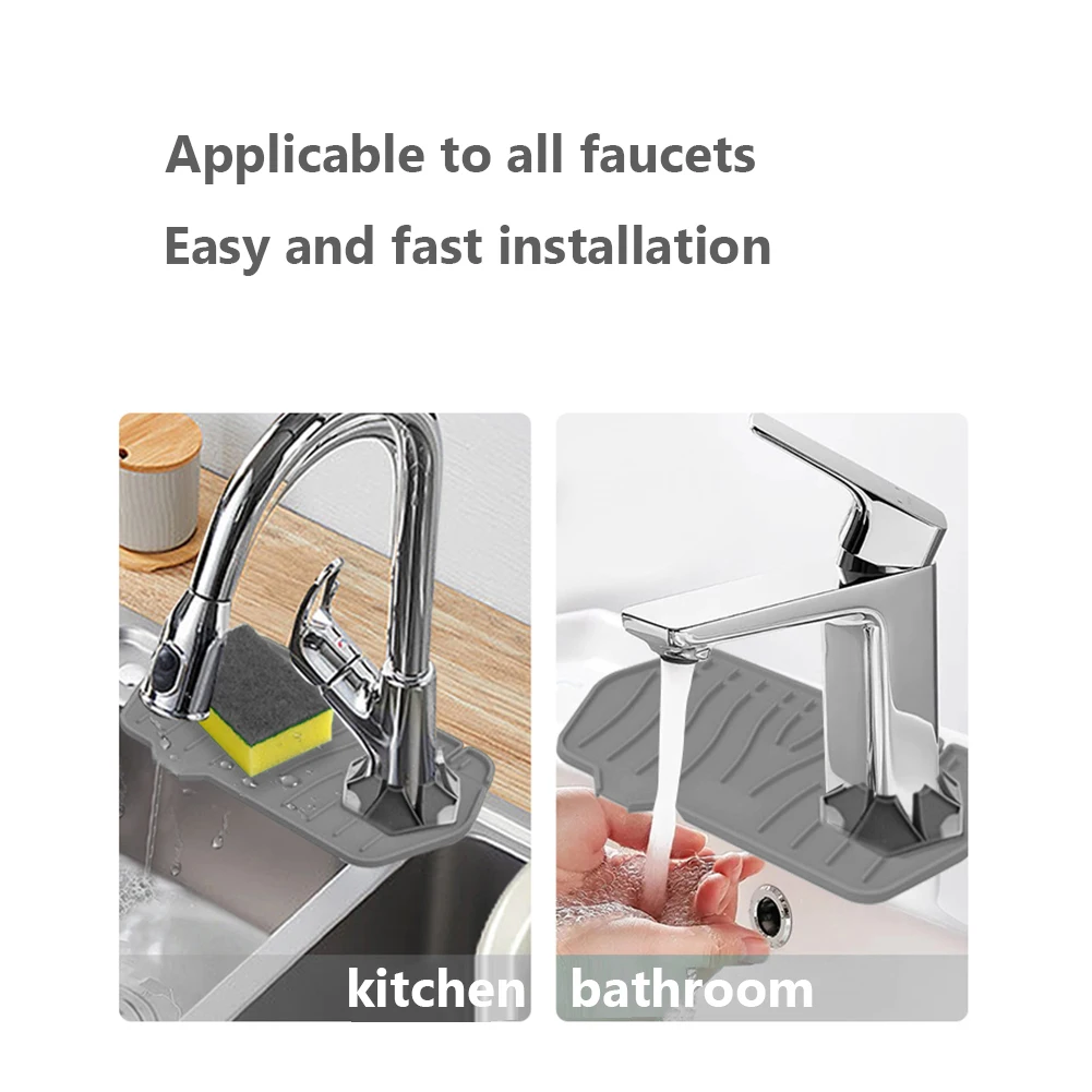 Kitchen Silicone Faucet Mat Sink Splash Guard Faucet Drainage Mat Drying Pad Kitchen Bathroom Double-sided Water Draining Pad faucet mat