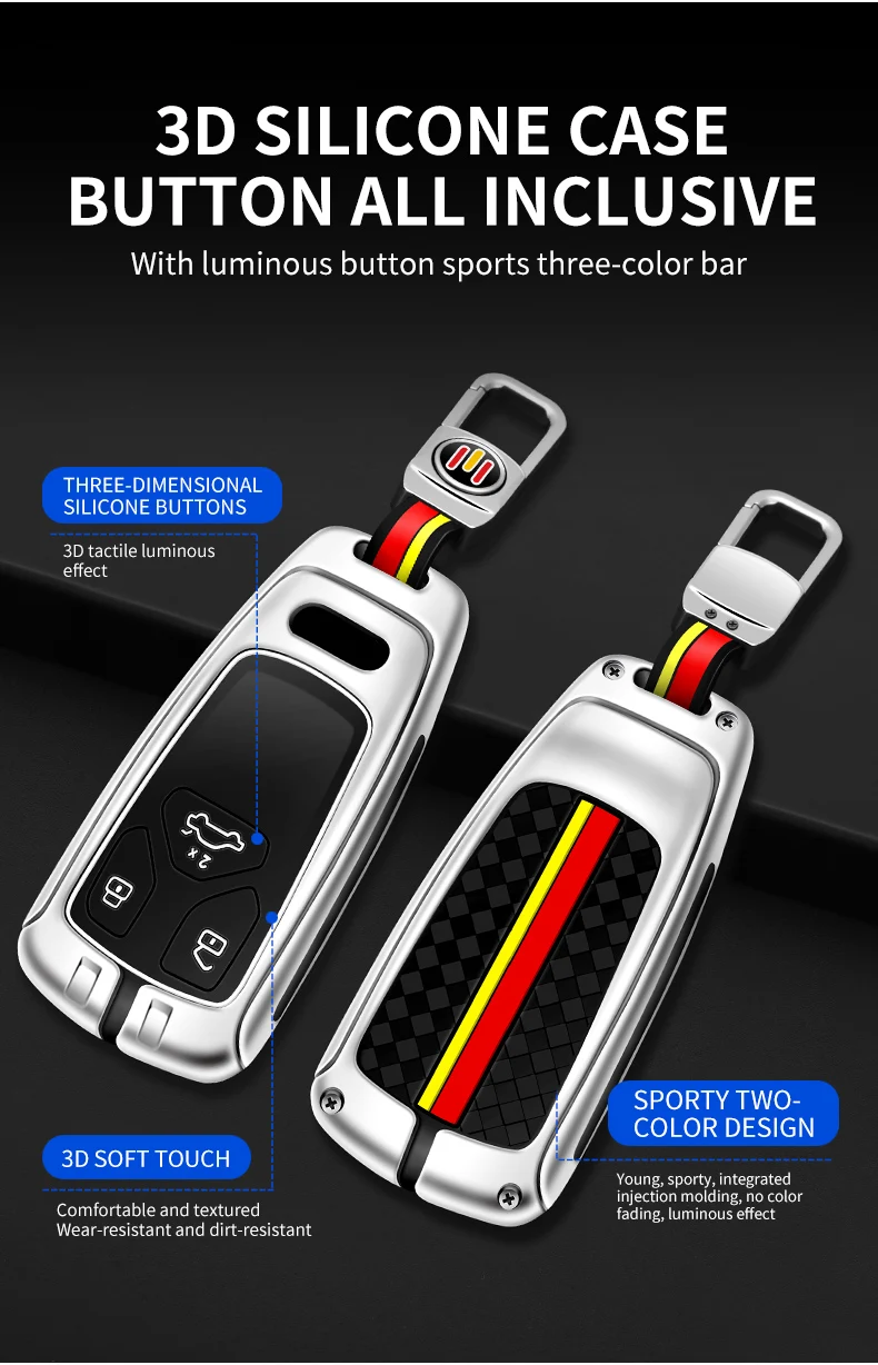 Portachiavi in metallo con telecomando per auto portachiavi per Audi A4 B9 A5 A6 8S 8W Q5 Q7 4M S4 S5 S7 TT TTS TFSI RS supporto senza chiave 8 Portachiavi in metallo con telecomando per auto portachiavi per Audi A4 B9 A5 A6 8S 8W Q5 Q7 4M S4 S5 S7 TT TTS TFSI RS supporto senza chiave - Sdfd8396891fd42c59cbb59389f01a13aq