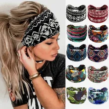 New Boho Cotton Wide Headband for Women Cashew Leopard Flower Print Turban Headwrap Knot Hairband Bandana Girls Hair Accessories