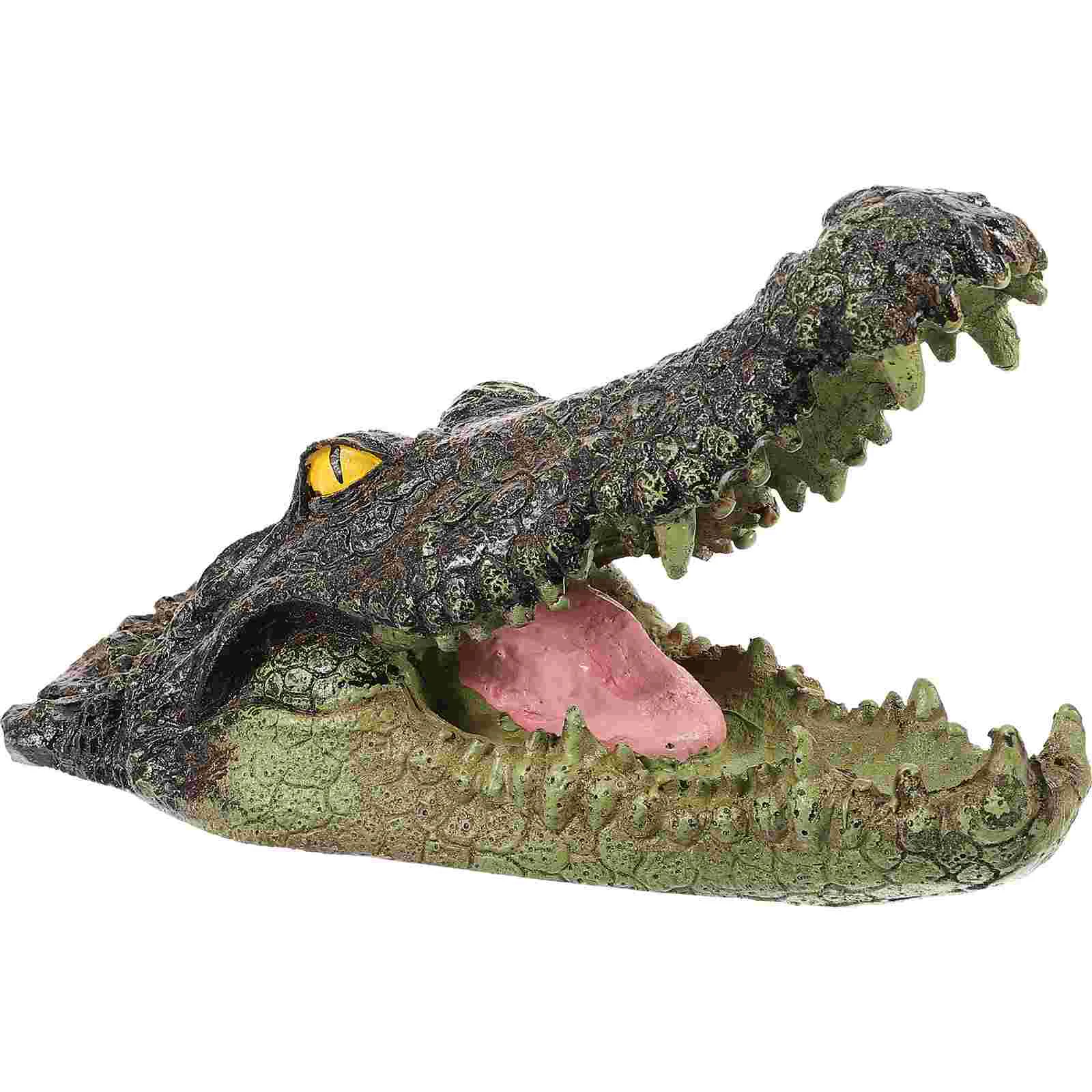 

Resin Crocodile Head Figure Animal Figurines Water Pond Decoy Crocodile Head Floating Pond Ornament Creative Floating