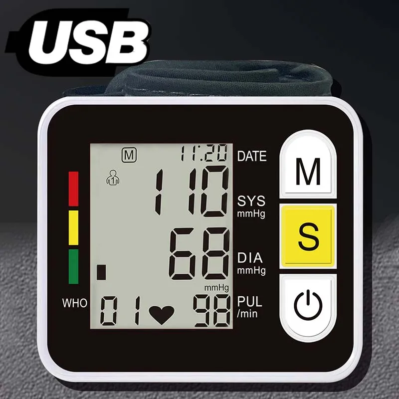 LCD Display Wrist Blood Pressure Monitor Automatic Digital Family Diagnostic