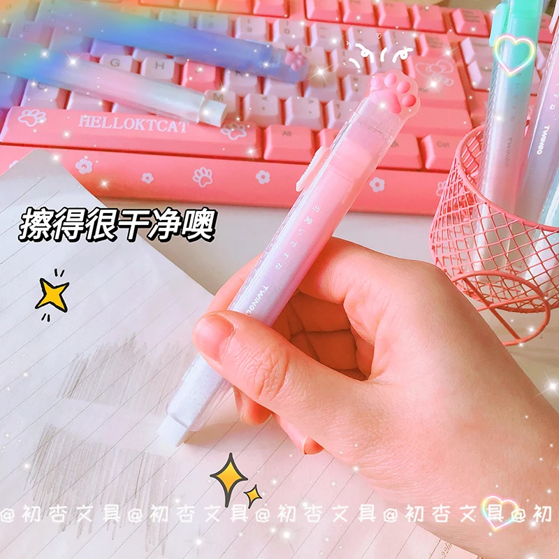 Kawaii Push-pull Design Cat Paw Eraser 1pc